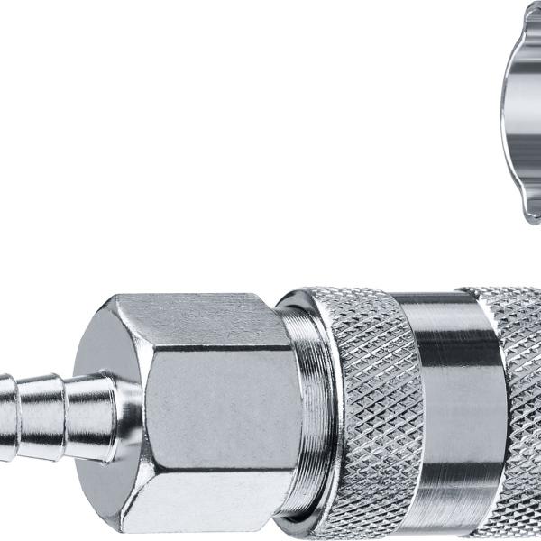 Переходник штуцер ″елочка″ 8 мм - "мама" муфта, с хомутом ЗУБР Профессионал 64917-08