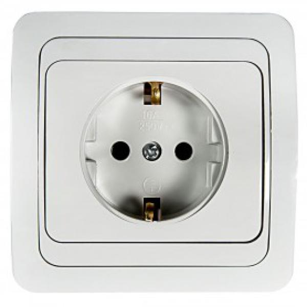 Розетка 1м   с/з с/у 16А Белая, КЕРАМИКА  Home CLASSICO 2028