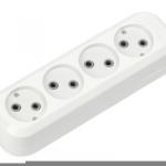 Колодка 4 роз. б/з 10А 250В (корпус АБС-пластик, белая) Smartbuy 622006