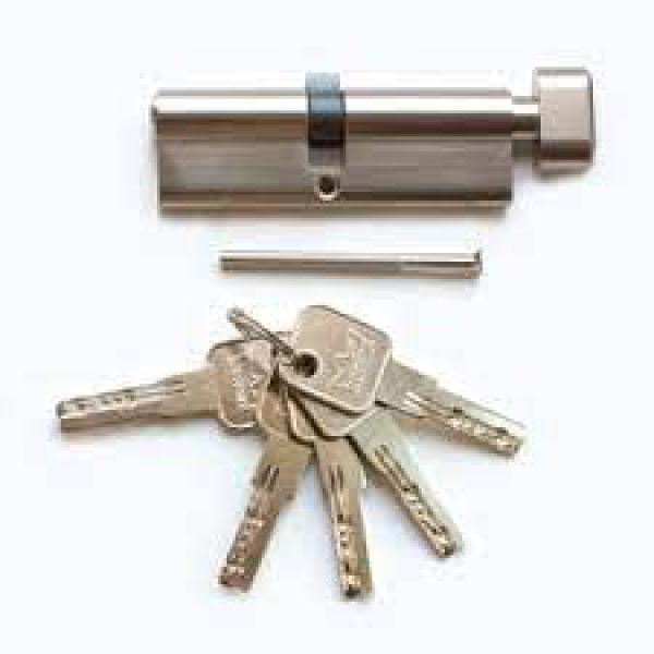 Цилиндровый механизм 100 (50х50В) ключ/вертушка, никель, CBR-1, DORMA  7572